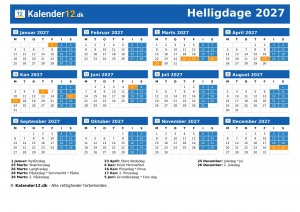 Holidays 2027