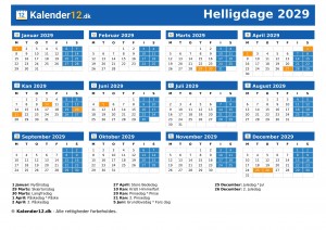 Holidays 2029
