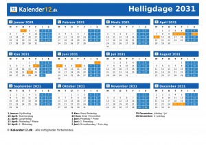 Holidays 2031