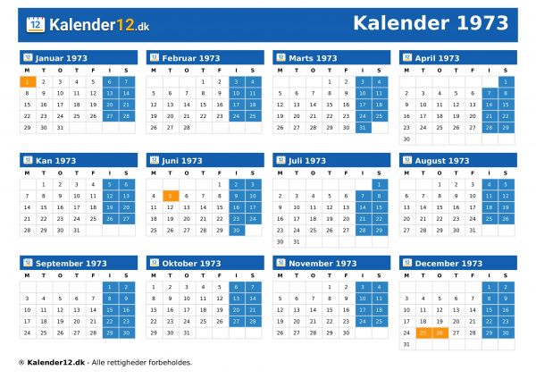 Kalender 1973