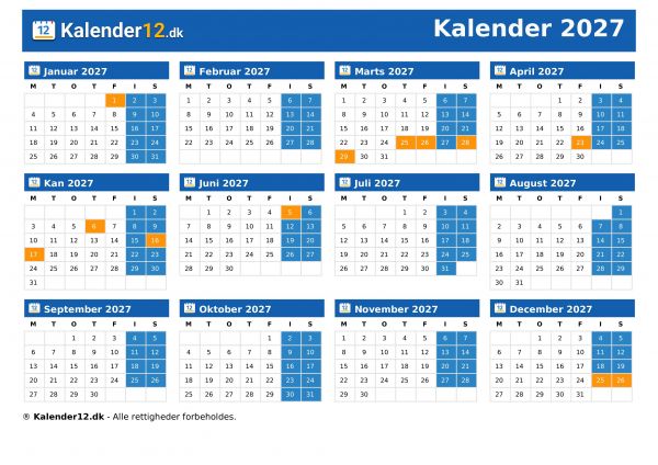 Kalender 2027
